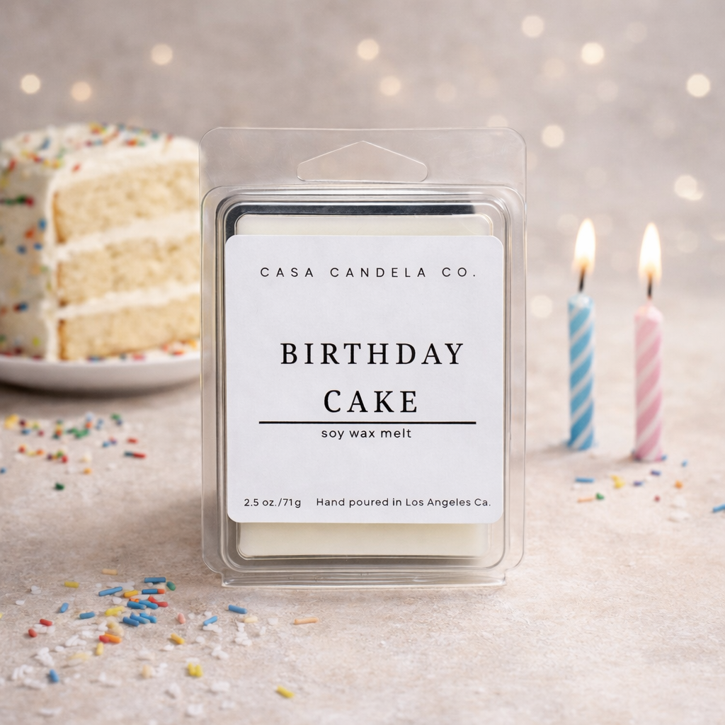Wax melts - Casa Candela Birthday Cake soy wax melt with birthday cake and candles