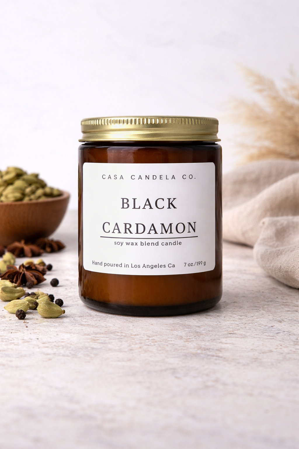 Masculine candles - Casa Candela Black Cardamom soy candle with cardamom and star anise spices