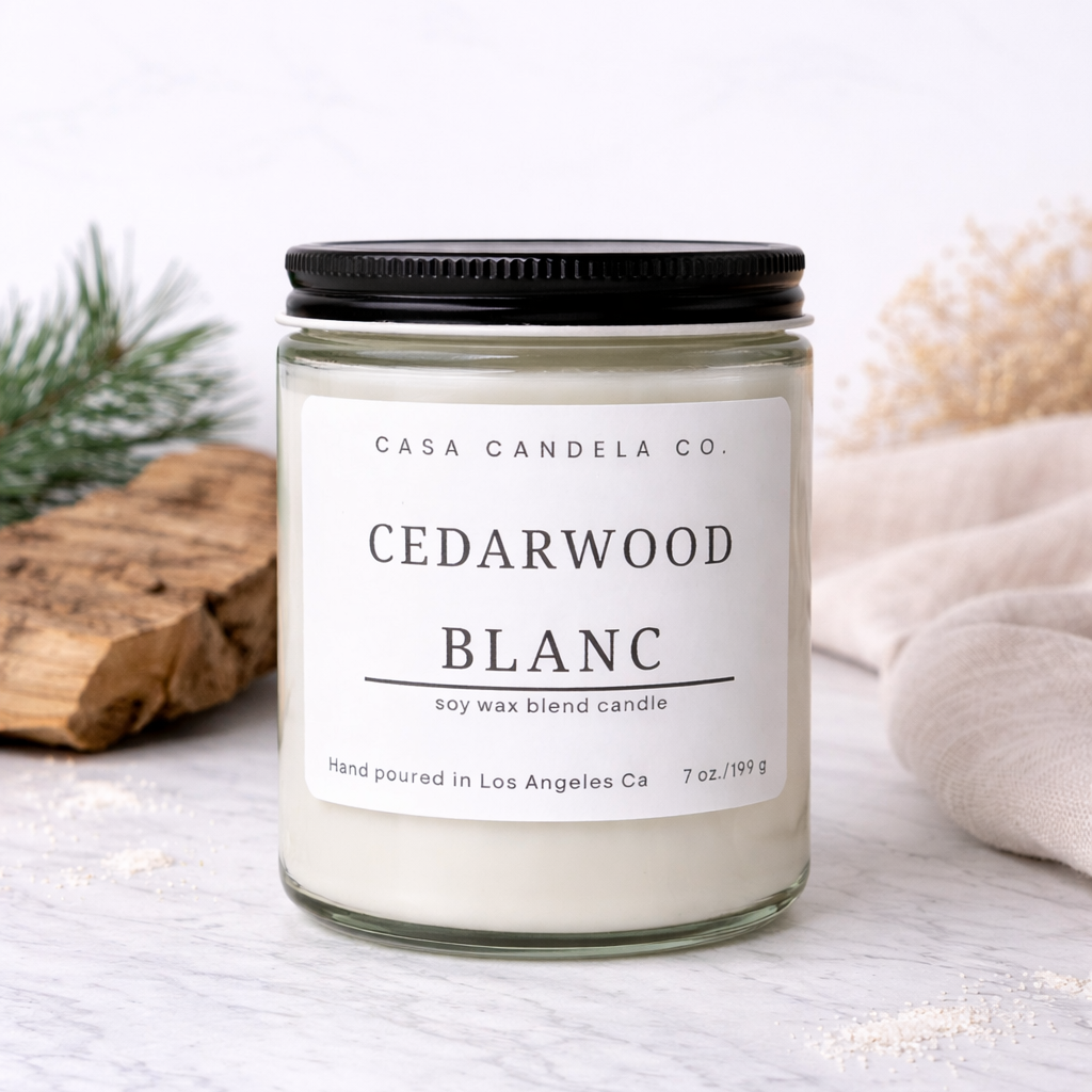 Hand-poured cedarwood blanc candle 7 oz with cotton wick