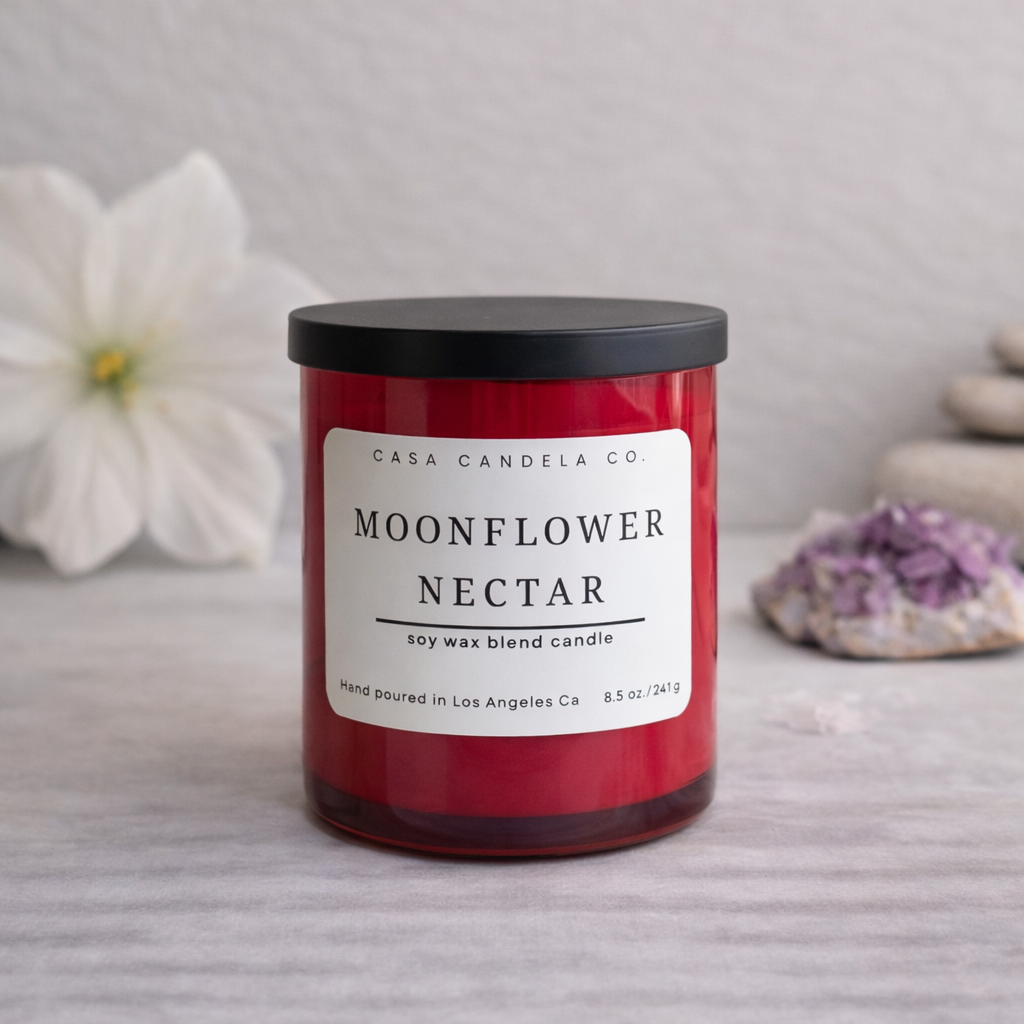 Hand-poured moonflower nectar candle 8.5 oz with cotton wick