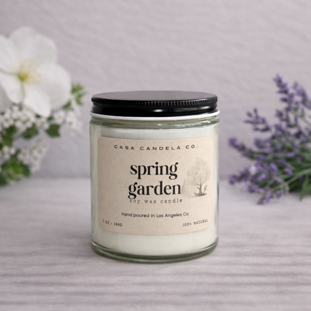 Hand-poured spring garden floral candle 7 oz with cotton wick