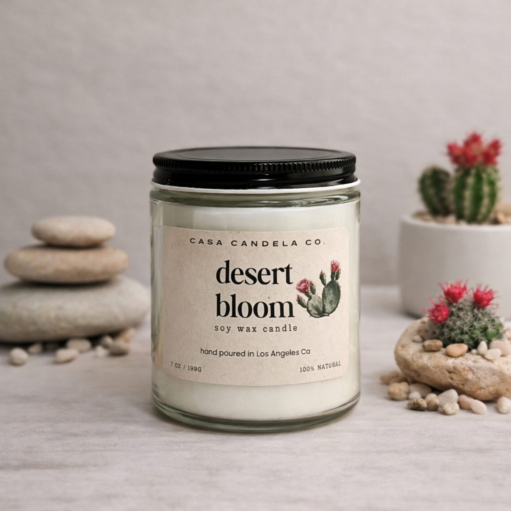 Hand-poured desert bloom candle 7 oz with cotton wick